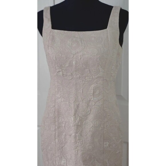 Evan Picone Womens Petite 4P Cocktail Dress Beige Lined Sleeveless ALine Bodycon - Picture 2 of 7